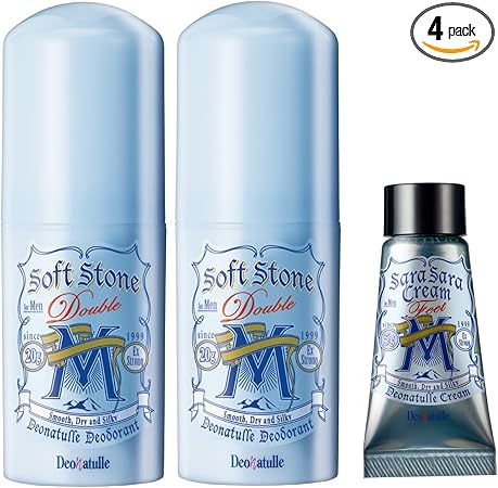【Amazon.co.jp限定】 【医薬部外品】 デオナチュレ 男ソフトストーンW 男性用 ワキ用 直ヌリ 制汗剤 スティック ミント ×2個(20g×2)+おまけ付き
