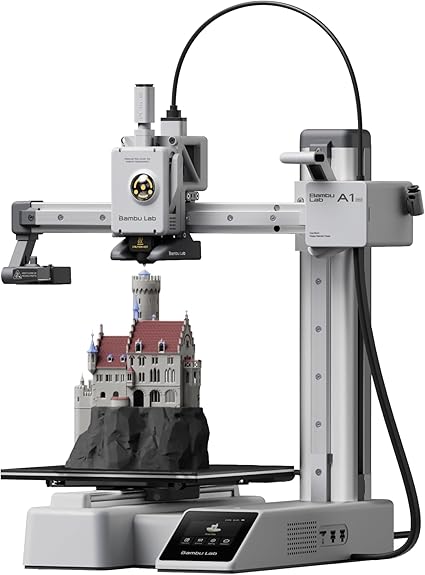 Bambu Lab A1 mini 3D プリンター、組立簡単、500mm/s 高速高精度、全自動キャリブレーション&流量補正、静音造形(<48dB)FDM 3D プリンター、初心者向け、家庭用、日本語UI対応、造形サイズ:180 * 180 * 180mm³