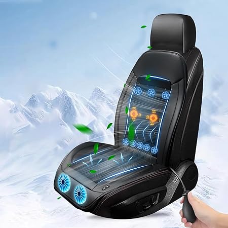 SMARTABL 車 シートクーラー クールシート ファン 車用 シートカバー 2024年オリジナル製品 大型ファン2枚+小型ファン8枚 DC12V対応 3段階調節 腰部にエアクッション付 背中マッサージ機能 自動機能 ハニカム構造 取扱説明書付