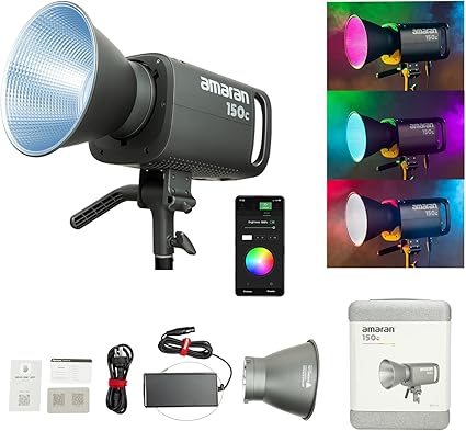 【Aputure】 Amaran 150C フルーカラー150W RGBビデオライト CRI95+ TLCI95+ 色温度2500K~ 7500K 0-100%光調整 15610lux@1m G/M調整可能 ワイヤレスAPP操作可能「一年メーカー保証」