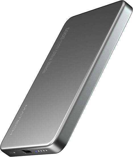 MATECH Qi2 モバイルバッテリー マグセーフ 超薄型 小型 軽量(史上最薄7.55mm, 5000mAh)【MagSafe対応マグネット式/最大出力15W ワイヤレス/タイプC PD22W/iPhone12~16対応】(MagOn Ultra Blade 5000 シルバー)