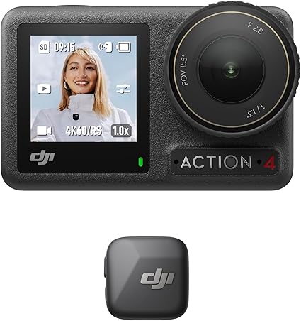 DJI Osmo Action 4+ DJI Mic Mini Transmitter (Infinity Black) Action Camera Wireless Microphone High Quality Audio Direct Connect to DJI OsmoAudio™ Active Noise Cancelling Auto Limit