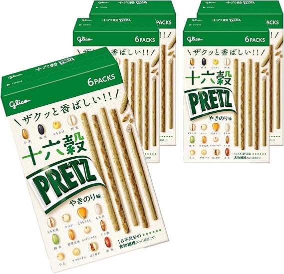 プリッツ 十六穀プリッツ やきのり味 60g(6袋入り)×5個 スナック菓子 プレッツェル 食物繊維 穀物 海苔 江崎グリコ glico pretz