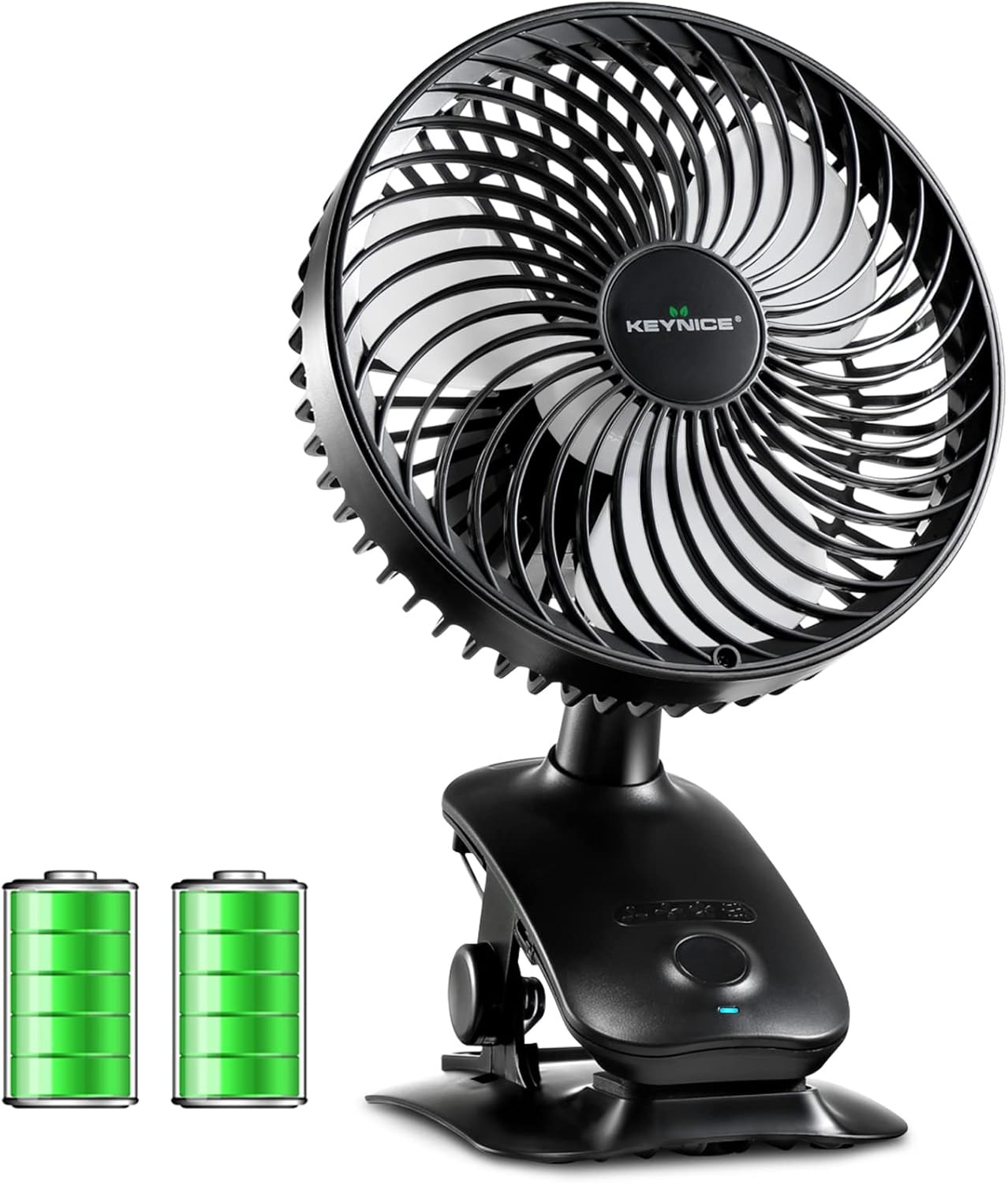 Keynice USB扇風機 自動首振り 卓上 小型 静音 クリップ リズム 充電式 節電 壁掛け USBファン 風量4段階調節 長時間連続使用 日本語取扱説明書付 KN-618 (ブラック)