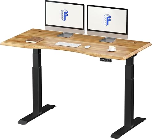 FLEXISPOT スタンディングデスク 電動式昇降デスク メーカー5年保証 高さ調節 パソコンデスク E7 セット(足ブラック+カーブ型天板ブラウン)