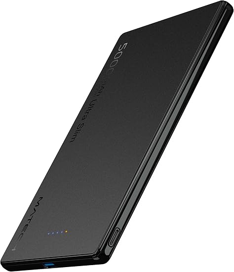 MATECH(マテック)® モバイルバッテリー マグセーフ 超薄型 小型 軽量(史上最薄6.9mm, 5000mAh)【MagSafe対応マグネット式/最大出力15W ワイヤレス/タイプC PD22W/iPhone12~16対応】(MagOn Ultra Slim 5000 ブラック)