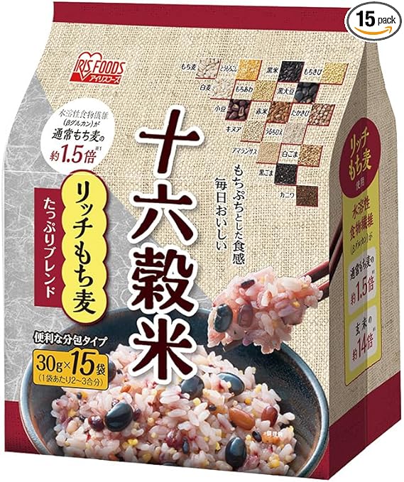 アイリスオーヤマ 雑穀米 十六穀米 個包装 分包タイプ リッチもち麦たっぷりブレンド 450g(30g×15袋)