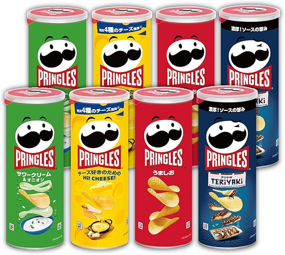 プリングルス ケロッグ M缶 4種 アソートセット (うましお・サワークリーム&オニオン・Hi! CHEESE!・テリヤキ) ※時期によりセット内容に変更あり 4個 (x 2)
