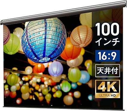 シアターハウス プロジェクター スクリーン 100インチ (16:9) 電動 リモコン ケースなし 天井 吊り下げ 日本製 BDR2220FEH