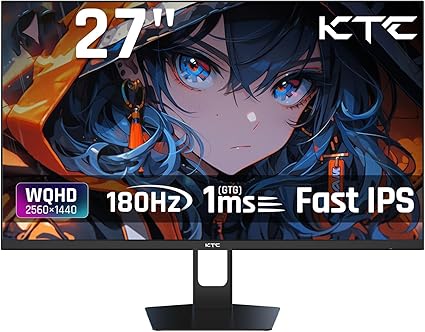 KTC 27インチモニターWQHD (2560x1440) Fast IPS 180Hz 1ms(MPRT) 124%sRGBゲーミングモニター低ブルーライトフリッカーフリーFreeSync & G-Sync対応高輝度350cd/m² PS5対応HDMI×2 DP×1 3年保証H27T22C