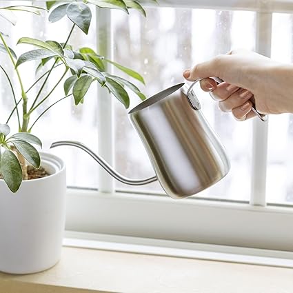 【燕三条製】 TETSUNAGI じょうろ 水差し プランターピッチャー ステンレス 水さし ジョーロ ジョウロ おしゃれ 植物 水耕栽培花 日本製 小型 観葉植物 テツナギ (シルバー, 430ml)