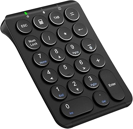 iClever テンキー Bluetooth ワイヤレス 数字 キーボード パンタグラフ式 Type-C充電 超薄型 Tabキー付き ブルートゥース 無線 ナンバーパッド 左手デバイス 片手デバイス ショートカットキー Windows/iOS/Android 対応 IC-KP08 (ブラック)