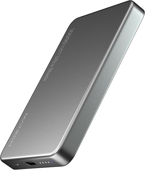 MATECH Qi2 モバイルバッテリー マグセーフ薄型 小型 軽量(史上最薄12.05mm, 10000mAh)【MagSafe対応マグネット式/最大出力15W ワイヤレス/タイプC PD22W/iPhone12~16対応】(MagOn Ultra Blade 10000 ブラック) (シルバー)