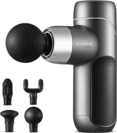 arboleaf 筋膜リリースガン ハンディガン MINI 自適応モード付き 4つのシリコンヘッド付属 5段階強力振動 筋膜リリース 筋膜ガン Type-C充電式 2000mAh*2大容量(8時間以上連続使用) 370g軽量 最速3000回/分 静音 携帯便利 収納袋&日本語取扱説明書付き プレゼント ギフト最適 日本国内サポート 一年メーカー保証