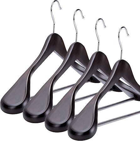 【Amazon.co.jp 限定】チチロバ (TITIROBA) ハンガー 木製 かたくずれ防止 スーツ ジャケット コート 4本組 全3色 YJ-04-S