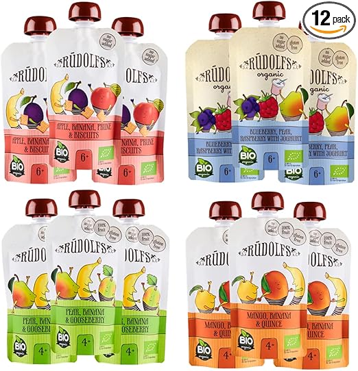 Rudolf(ルドルフ) 有機フルーツのベビースムージー110g 【たっぷりサイズ】【有機JAS】【EUオーガニック】【砂糖不使用】 (4種×各3個セットA)