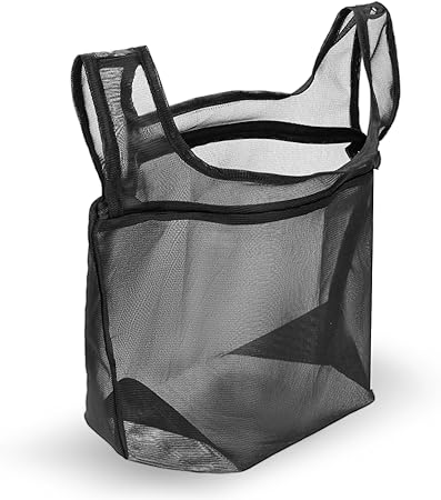 洗濯ネット ランドリーネット 細かい網目 仕分け洗い メッシュ 着替え袋 - 日常使用・旅行・ジムに最適!多機能 持ち手付きランドリー&エコバッグ兼用 収納バッグ (S, ブラック)