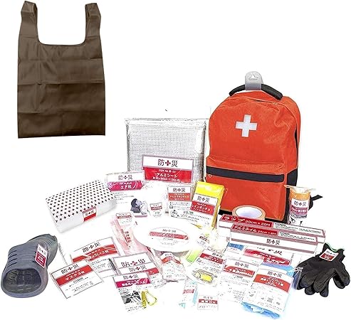 山善(YAMAZEN)【限定エコバック付き】防災バッグ 30点 セット 【防災士監修】 一次避難用 給水バッグ 携帯用トイレ 大容量 レッド YBG-30R+エコバツグ