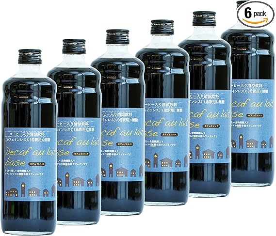 辻本珈琲 デカフェ オレ ベース 600ml 6本 セット 【 無糖 】 カフェインレス 希釈 珈琲 アイス カフェオレ カフェオレの素 食物繊維入り リキッド 深煎り 豆使用 (l)