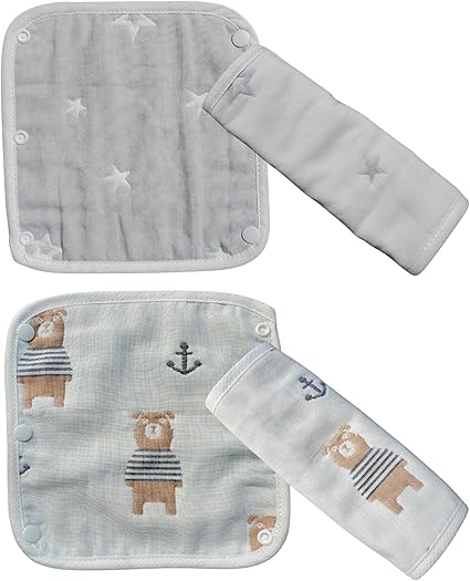 Asway STERLInG 保育のプロ推奨 抱っこ紐用よだれカバー 6重ガーゼ 綿100% 4枚セット A