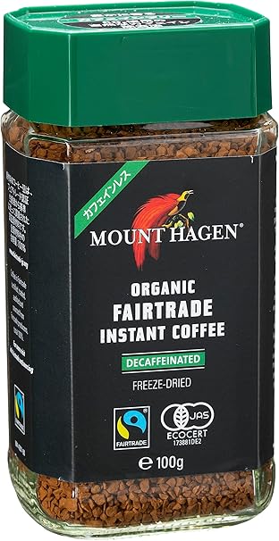 BTkviseQat マウントハーゲン オーガニック フェアトレード カフェインレスインスタントコーヒー100g 自然なカフェイン除去プロセスで香りそのままカフェイン99.7%カット