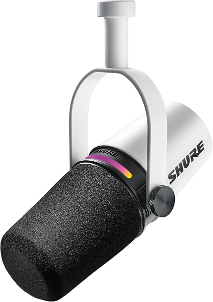 SHURE シュア MV7+ ポッドキャストマイクロホン ホワイト MV7+-W : OBS 認証 ダイナミックマイク カーディオイド 単一指向性 USB-C XLR 有線 ノイズ除去 配信 ストリーミング YouTube 録音 レコーディング 音楽 実況 ゲーム ゲーミング ボーカル DTM 宅録 テレワーク iOS Android Mac Windows対応 【国内正規品/メーカー保証2年】
