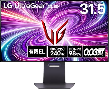 【VGP2024 Summer ゲーミング大賞/金賞】LG ゲーミング モニター UltraGear OLED 32GS95UE-B 31.5インチ/VESA Dual-Mode(4K@240Hz/FHD@480Hz)/有機EL/0.03ms(GTG、VESA ClearMR 13000)/Pixel Sound/DisplayHDR True Black 400/VRR(可変リフレッシュレート)