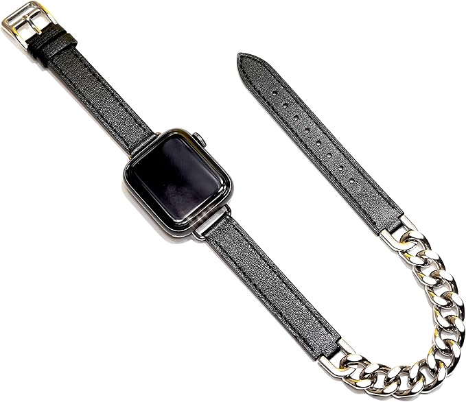 Royce&Roland Apple watch チェーン & レザー ベルト (40mm 41mm 42mm / 44mm 45mm 46mm 49mm) おしゃれ アップルウォッチ バンド レザーバンド/ステンレス 本革 (Series 10 9 8 7 6 5 4 SE Ultra) レディース ギフト プレゼント