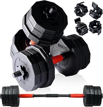 créer ダンベル 可変式 【重さ調整可能で使いやすい/滑りにくいグリップ】 筋トレ 宅トレ トレーニング バーベルにもなる 5kg 10kg 20kg 2個セット