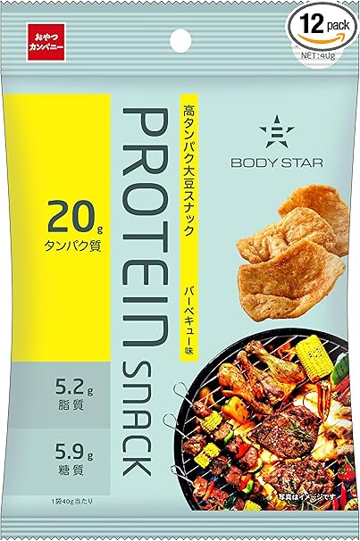 【公式】 BODYSTAR プロテインスナック バーベキュー味 40g×12袋 | 高タンパク質 スナック菓子 大豆 食物繊維 鉄 亜鉛 アルギニン おやつカンパニー