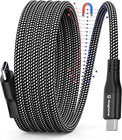 Magtame usb cケーブル 急速充電 磁力吸着絡まり防止 タイプc_ケーブル 60W/PD対応 形状記憶 usbc&usbcケ_ーブル金属製コネクタtype-cケー_ブル二重ナイロン iPhone15/MacBook_Pro/Air/iPad/Samsung_Galaxy等対応 (1M-ブラック)