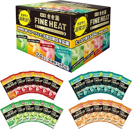 【Amazon.co.jp限定】 きき湯 【医薬部外品】ファインヒート 炭酸 大容量 4種の香り アソート 個包装 入浴剤 セット 50g×24包 マルチカラー 50グラム (x 24)